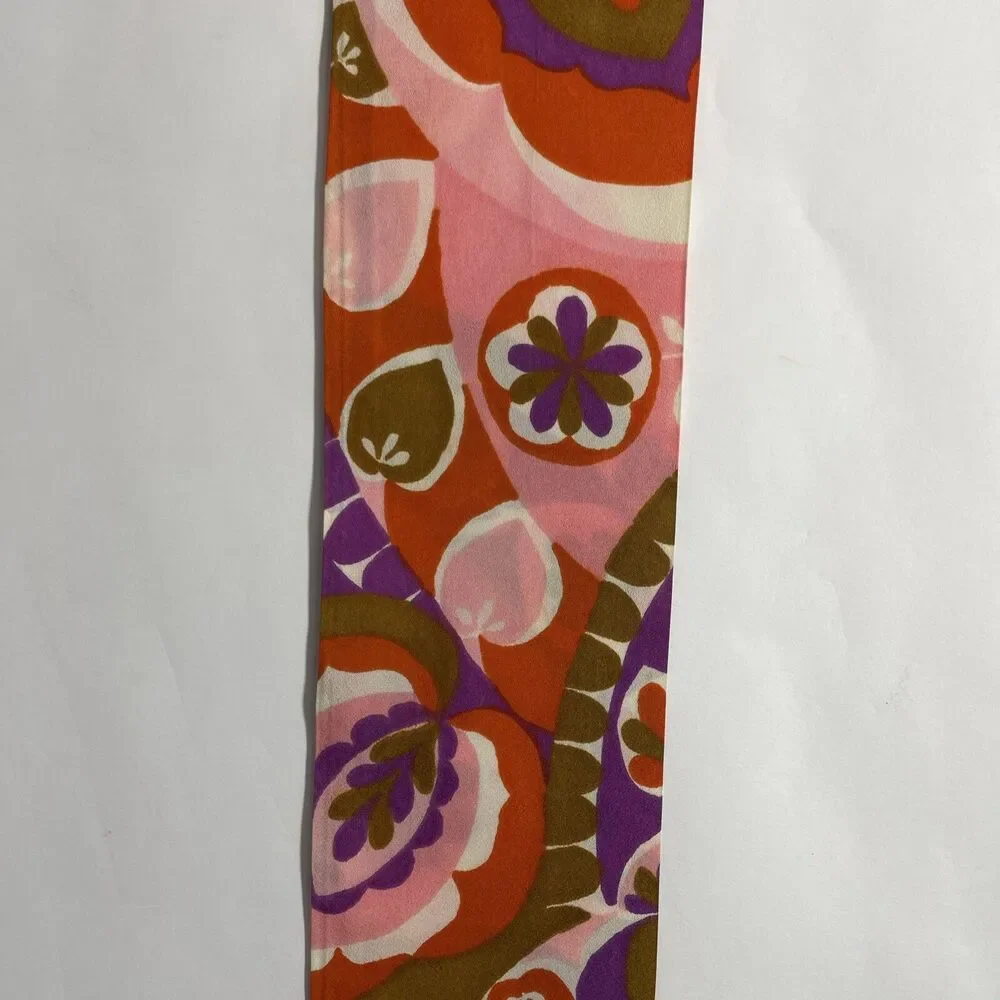 Orange Green Purple Pink White Double Sided 100% Silk Ponytail Scarf 48” X 4”